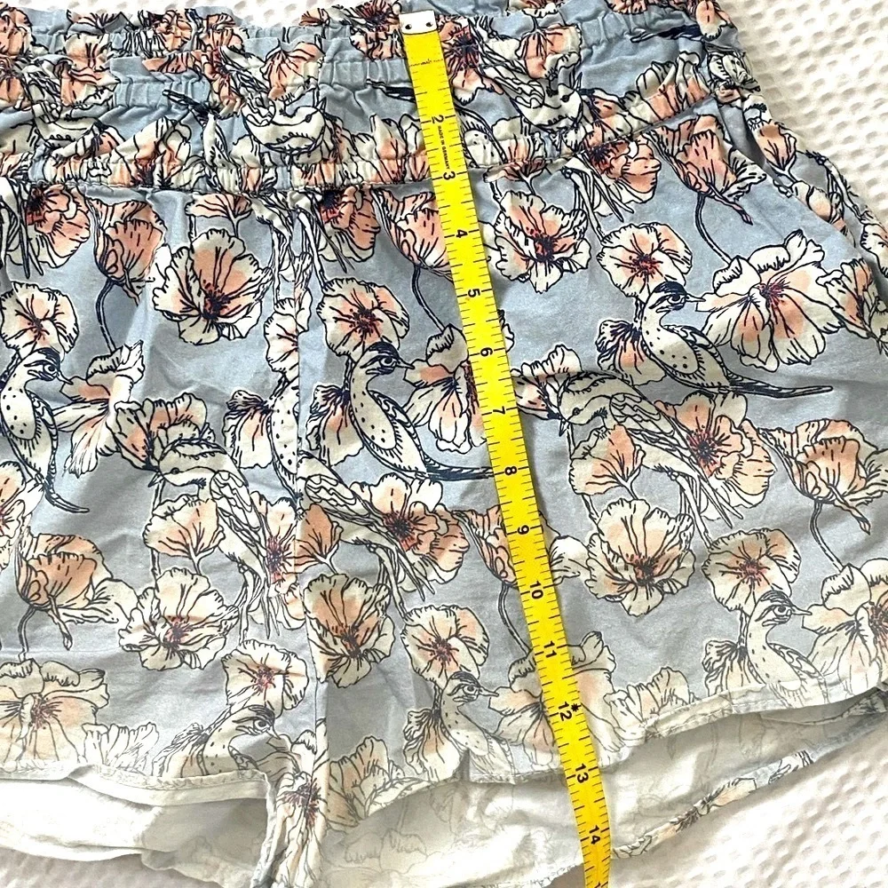 St Roche Bird Shorts Organic Cotton Floral Large White Blue Pink